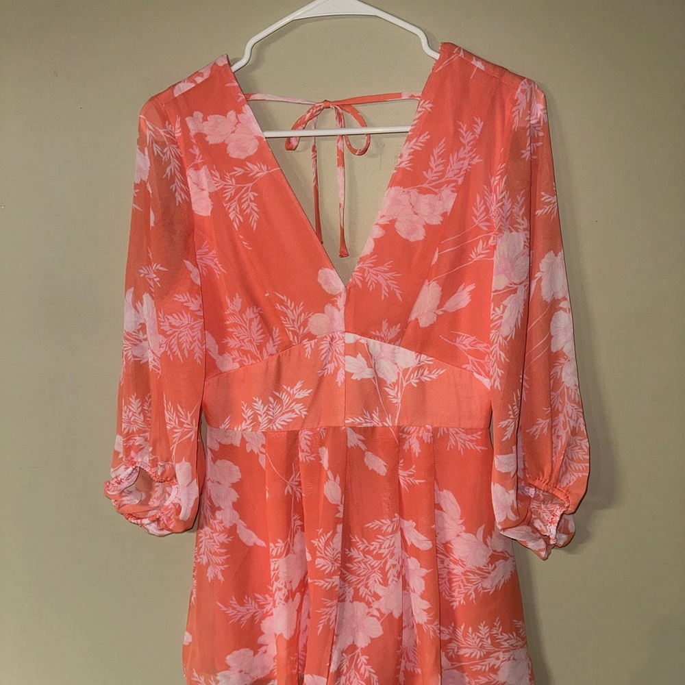 Miami Peach and White Floral Dress
